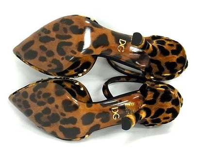 Dolce & Gabbana Rose Applique Leopard Velour Shoes Brown — view 4