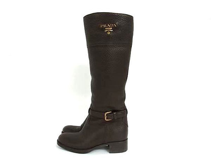 Prada Leather Long Shoes Brown — view 3