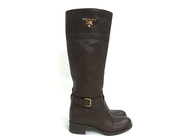 Prada Leather Long Shoes Brown — view 2