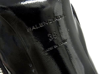 Balenciaga Suede Patent Long Boots Heels Shoes Black — view 5