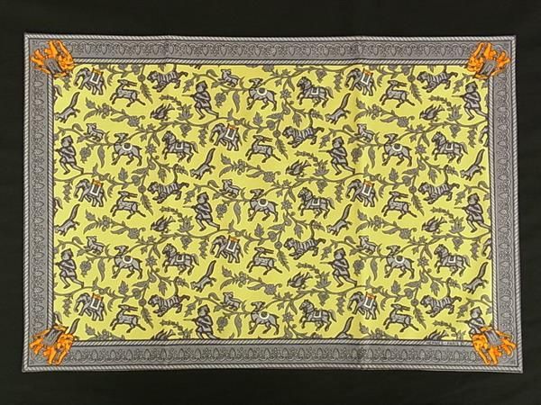 Hermes Chasse en Inde Indian Cotton Placemat Tablecloth Set — view 3