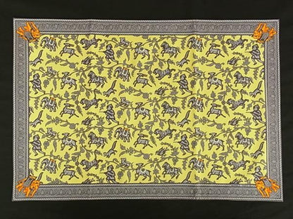 Hermes Chasse en Inde Indian Cotton Placemat Tablecloth Set — view 3