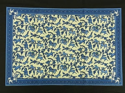 Hermes Chasse en Inde Indian Cotton Placemat Tablecloth Set — view 2