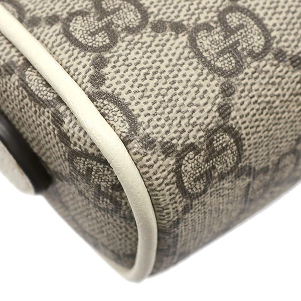 Gucci Shoulder Bag Ophidia GG Supreme Mini Canvas Leather White Ebony Gold — view 4