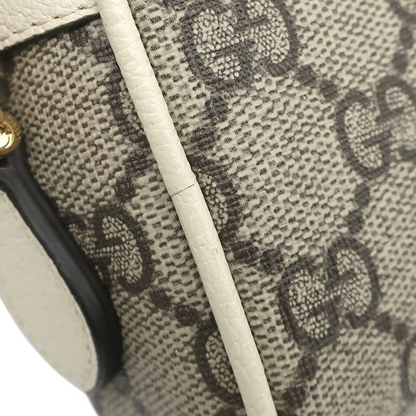 Gucci Shoulder Bag Ophidia GG Supreme Mini Canvas Leather White Ebony Gold — view 6