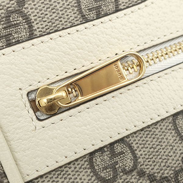 Gucci Shoulder Bag Ophidia GG Supreme Mini Canvas Leather White Ebony Gold — view 8