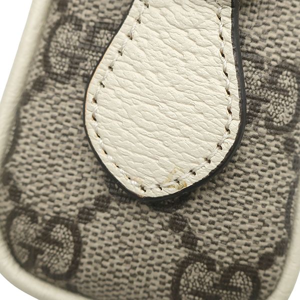 Gucci Shoulder Bag Ophidia GG Supreme Mini Canvas Leather White Ebony Gold — view 5