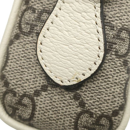 Gucci Shoulder Bag Ophidia GG Supreme Mini Canvas Leather White Ebony Gold — view 5