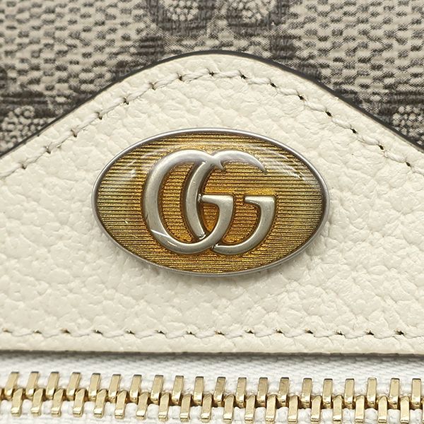 Gucci Shoulder Bag Ophidia GG Supreme Mini Canvas Leather White Ebony Gold — view 7