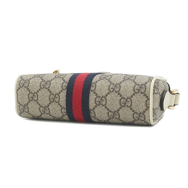 Gucci Shoulder Bag Ophidia GG Supreme Mini Canvas Leather White Ebony Gold — view 3