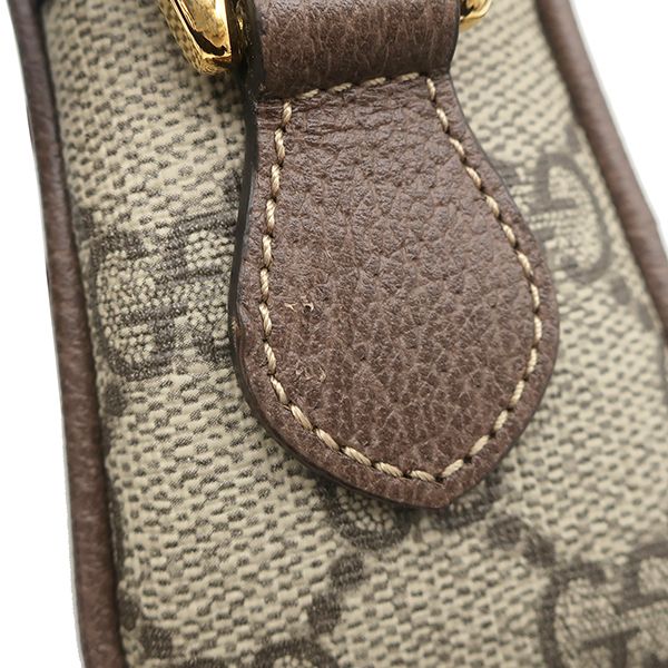 Gucci Shoulder Bag Ophidia GG Supreme Mini Canvas Leather Brown Ebony Gold — view 7