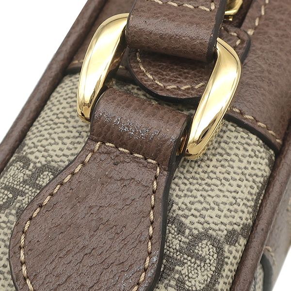 Gucci Shoulder Bag Ophidia GG Supreme Mini Canvas Leather Brown Ebony Gold — view 6