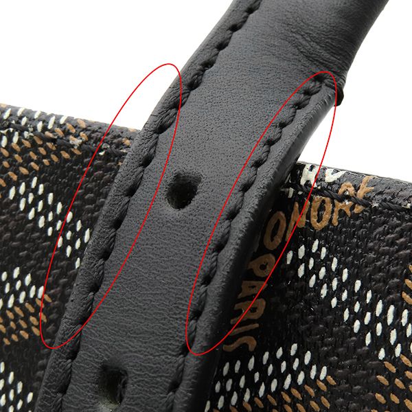 Goyard Tote Bag Comor PM Canvas Leather Black Silver Brown Vertical Herringbone — view 7