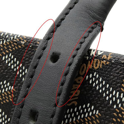 Goyard Tote Bag Comor PM Canvas Leather Black Silver Brown Vertical Herringbone — view 7