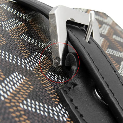 Goyard Tote Bag Comor PM Canvas Leather Black Silver Brown Vertical Herringbone — view 6