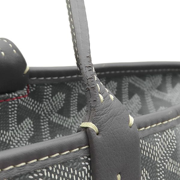 Goyard Tote Bag Artois MM Canvas Din Chevroche Gray Silver Herringbone — view 6