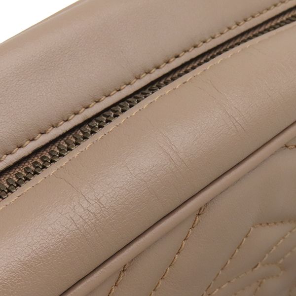 Gucci Shoulder Bag GG Marmont Small Leather Chevron Quilted Pink Beige Matte — view 7