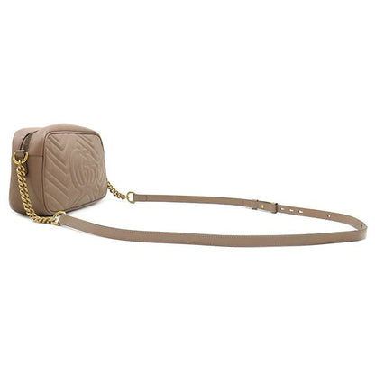 Gucci Shoulder Bag GG Marmont Small Leather Chevron Quilted Pink Beige Matte — view 2
