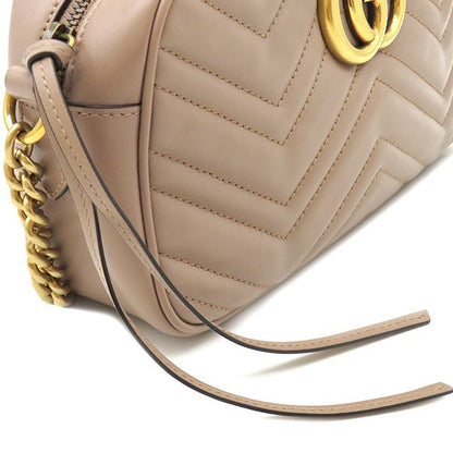 Gucci Shoulder Bag GG Marmont Small Leather Chevron Quilted Pink Beige Matte — view 8