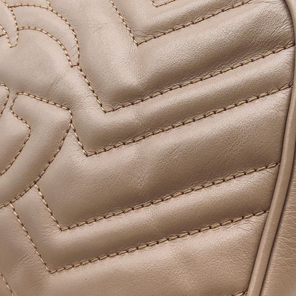Gucci Shoulder Bag GG Marmont Small Leather Chevron Quilted Pink Beige Matte — view 5