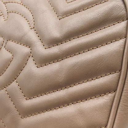 Gucci Shoulder Bag GG Marmont Small Leather Chevron Quilted Pink Beige Matte — view 5