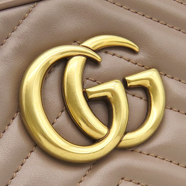 Gucci Shoulder Bag GG Marmont Small Leather Chevron Quilted Pink Beige Matte — view 6