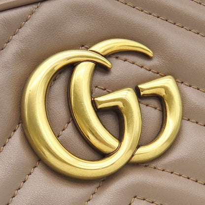 Gucci Shoulder Bag GG Marmont Small Leather Chevron Quilted Pink Beige Matte — view 6