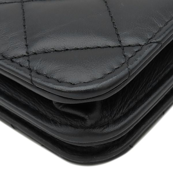 Chanel Chain Wallet Quilted 2.55 Leather Black Vintage Shoulder Bag 24 — view 4