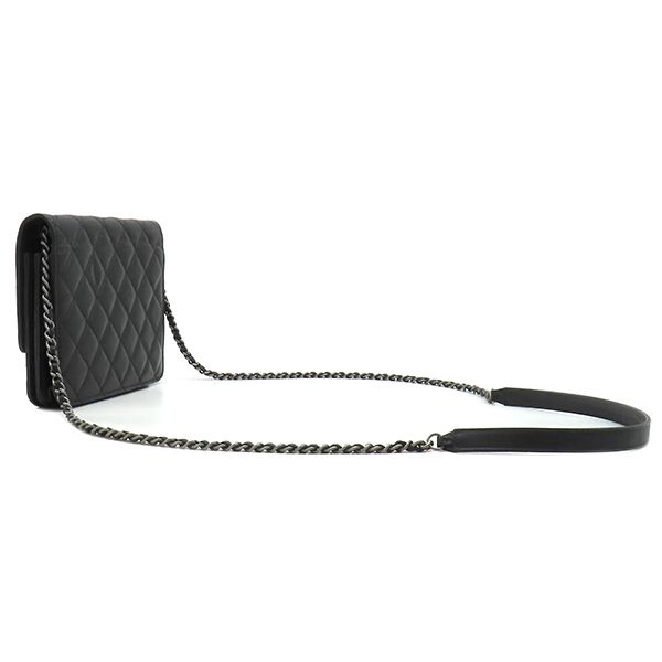 Chanel Chain Wallet Quilted 2.55 Leather Black Vintage Shoulder Bag 24 — view 2