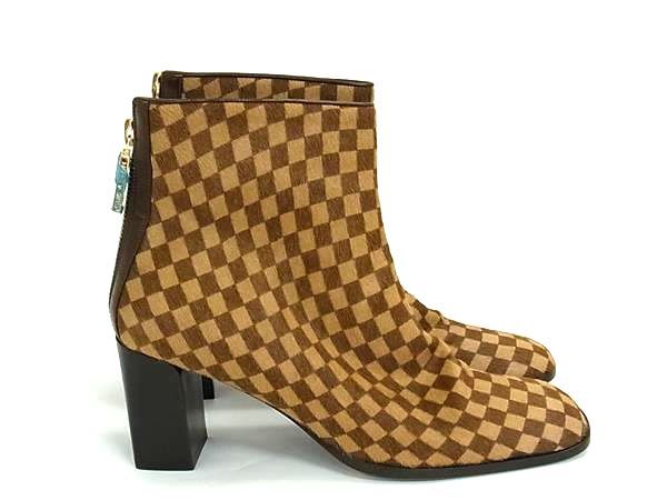Louis Vuitton Damier Calf Hair Short Boots 36 Shoes Brown — view 2