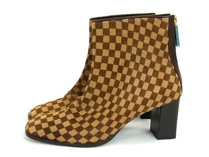 Louis Vuitton Damier Calf Hair Short Boots 36 Shoes Brown — view 3