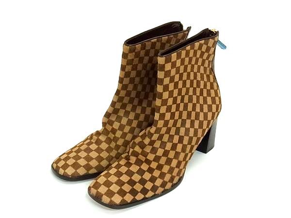 Louis Vuitton Damier Calf Hair Short Boots 36 Shoes Brown