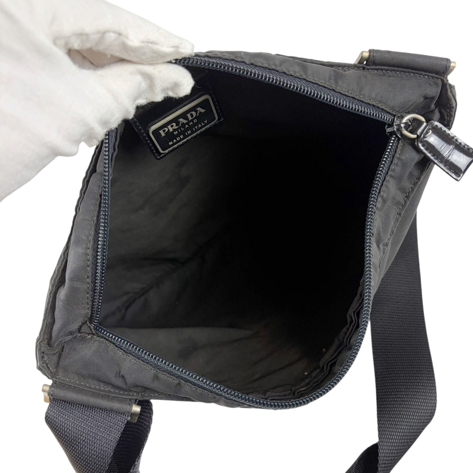 Prada Triangle Logo Cross Tessuto Nylon Black Crossbody — view 8