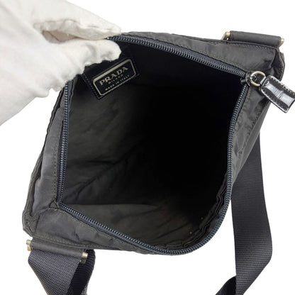 Prada Triangle Logo Cross Tessuto Nylon Black Crossbody — view 8