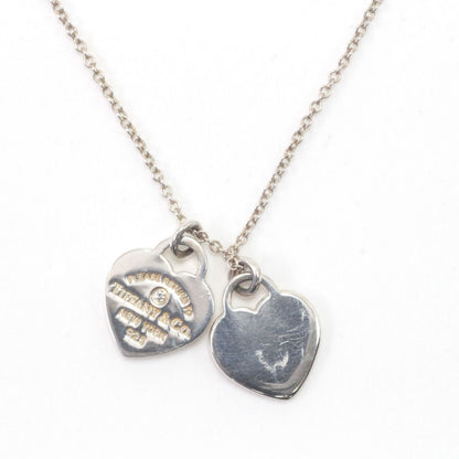 Tiffany & Co Necklace Return to Double Heart Pink Diamond Silver — view 4