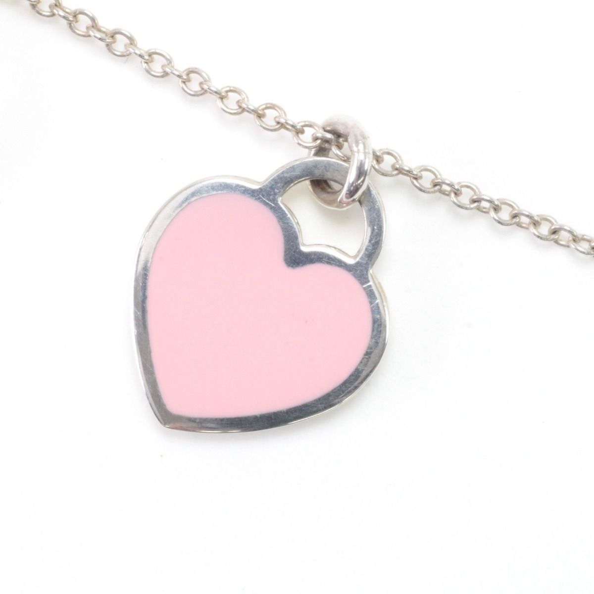Tiffany & Co Necklace Return to Double Heart Pink Diamond Silver — view 6