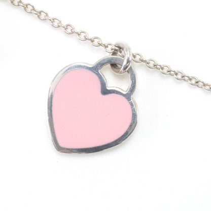 Tiffany & Co Necklace Return to Double Heart Pink Diamond Silver — view 6