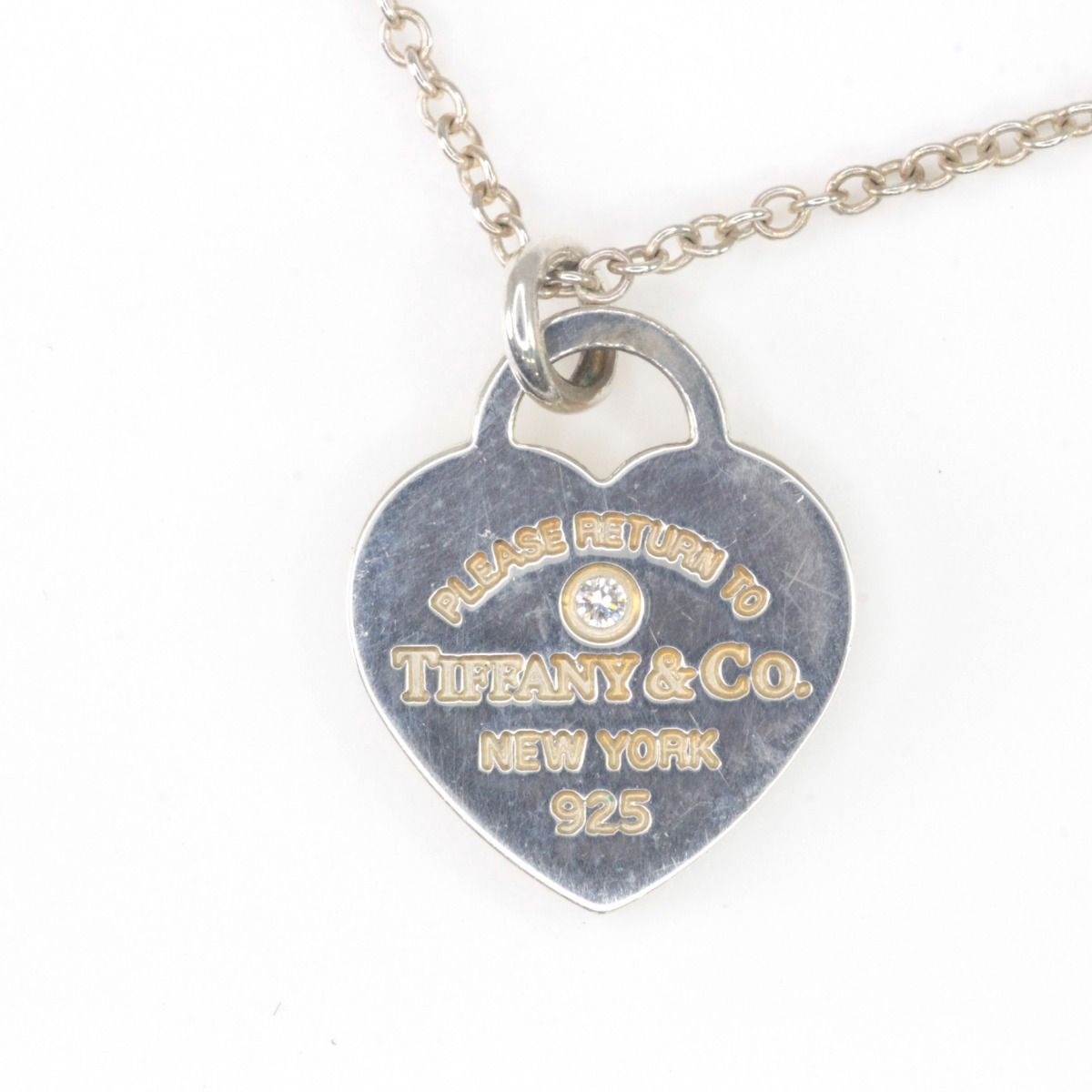 Tiffany & Co Necklace Return to Double Heart Pink Diamond Silver — view 5