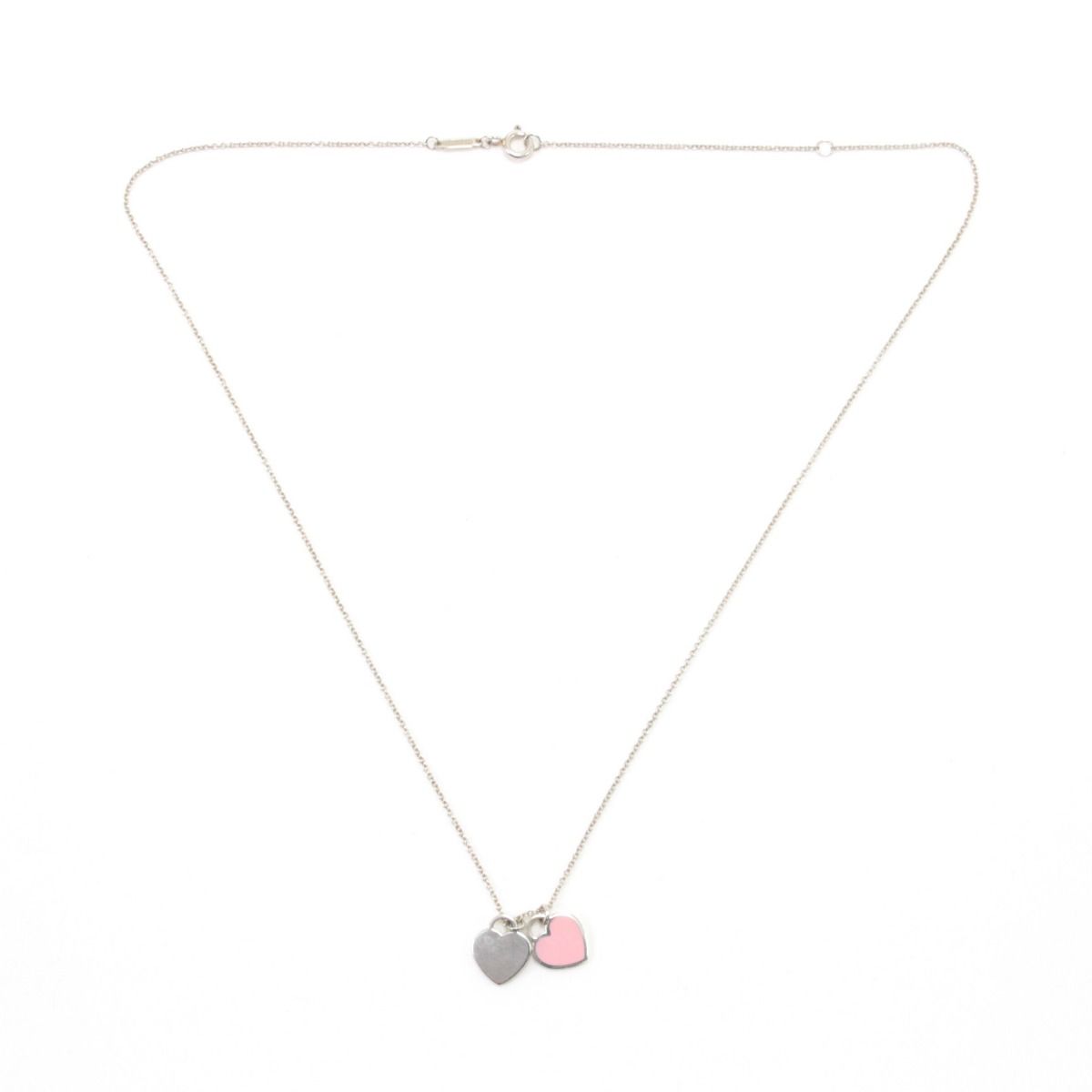 Tiffany & Co Necklace Return to Double Heart Pink Diamond Silver — view 3