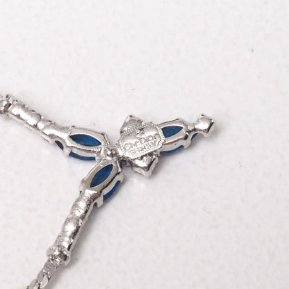 Dior Vintage Necklace Stone Embellishment Crystal Pave Herringbone Chain Choker — view 5