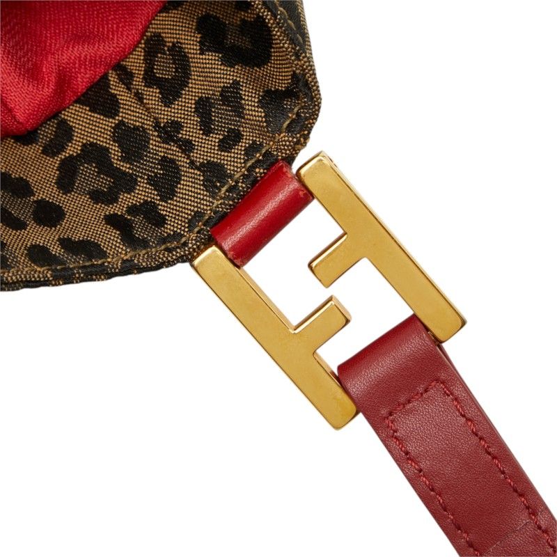 Fendi Leopard Print Tote Shoulder Bag 308 078 Brown Red Canvas Leather — view 8