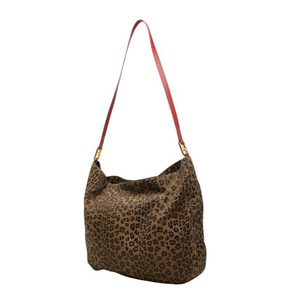 Fendi Leopard Print Tote Shoulder Bag 308 078 Brown Red Canvas Leather — view 2