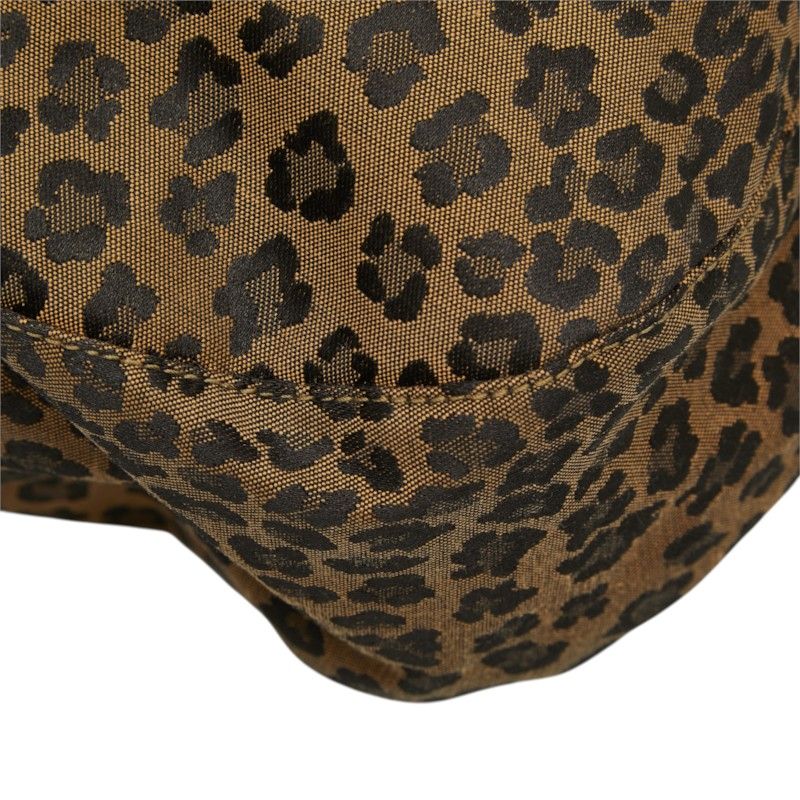 Fendi Leopard Print Tote Shoulder Bag 308 078 Brown Red Canvas Leather — view 4