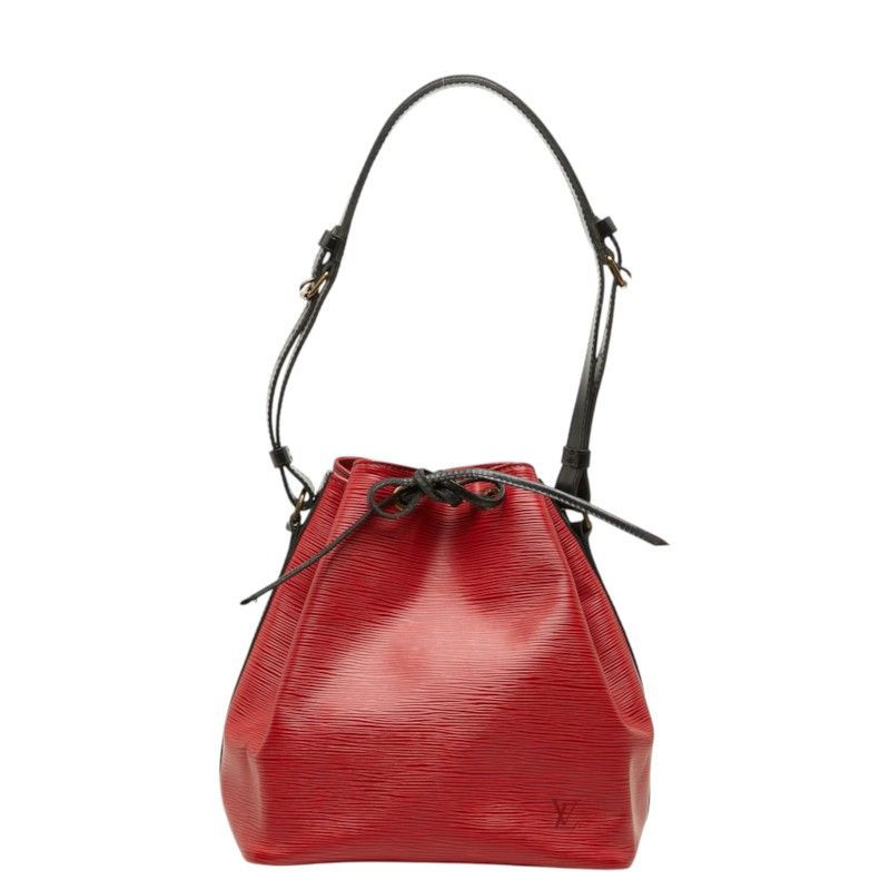 Louis Vuitton Epi Petit Noel Shoulder Bag Drawstring Castilian Red Noir Leather