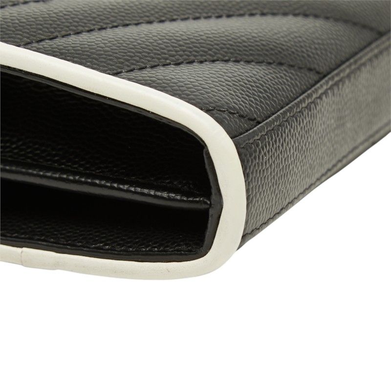 Saint Laurent Cassandra Envelope Chain Shoulder Bag Black White Leather — view 5