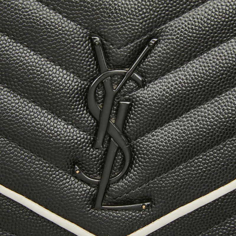 Saint Laurent Cassandra Envelope Chain Shoulder Bag Black White Leather — view 7
