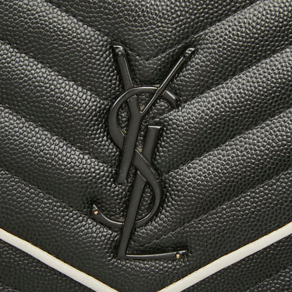Saint Laurent Cassandra Envelope Chain Shoulder Bag Black White Leather — view 7