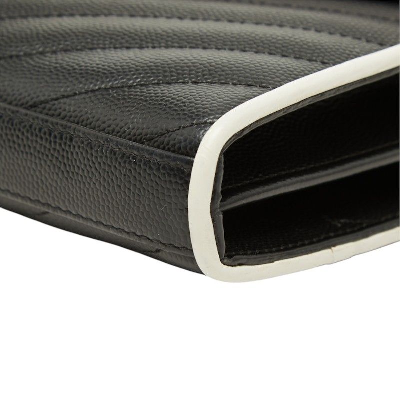 Saint Laurent Cassandra Envelope Chain Shoulder Bag Black White Leather — view 4