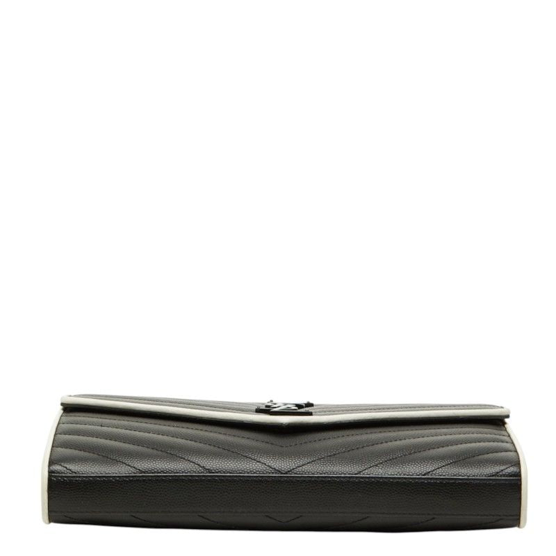 Saint Laurent Cassandra Envelope Chain Shoulder Bag Black White Leather — view 3