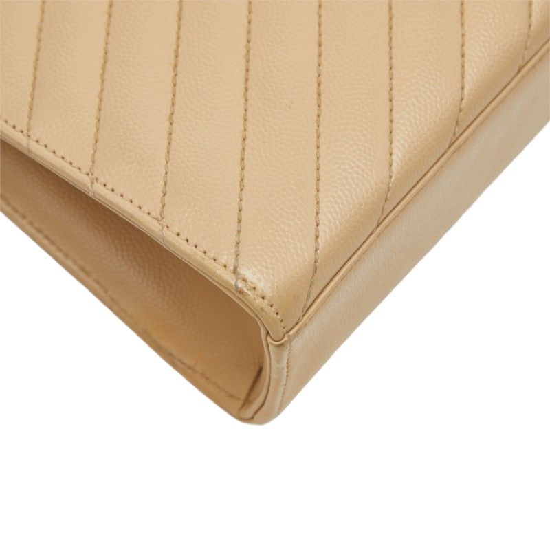 Saint Laurent Cassandra Envelope YSL Logo Chain Shoulder Bag Beige Gold Leather — view 7